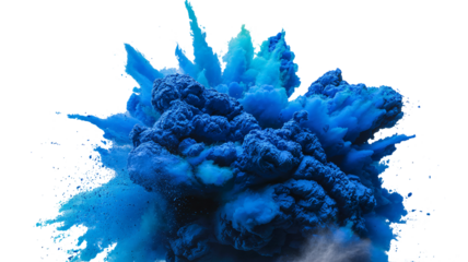 Dynamic blue powder explosion, abstract energy burst for modern design