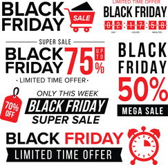 Black Friday sale advertising posters vector template with best price and offer. Black Friday sale banner, special offer shopping illustration