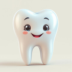 Smiling Cartoon Tooth with Cheeks