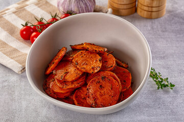 Tasty baked sweet potatoes with spices