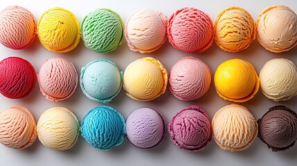 Fototapeta premium Assorted Scoops of Artisanal Ice Cream in Various Flavors