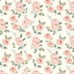Seamless floral pattern with roses and vintage design