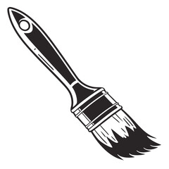 Black and white illustration of a paintbrush with a clean brush head on a white background paint brush