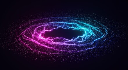 Obraz premium Abstract Neon Galaxy - Vibrant Pink, Blue, and Teal Energy Swirls on Black.