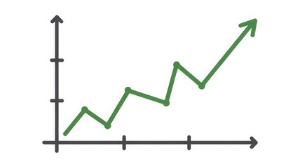 Green line graph trending upward for business presentation