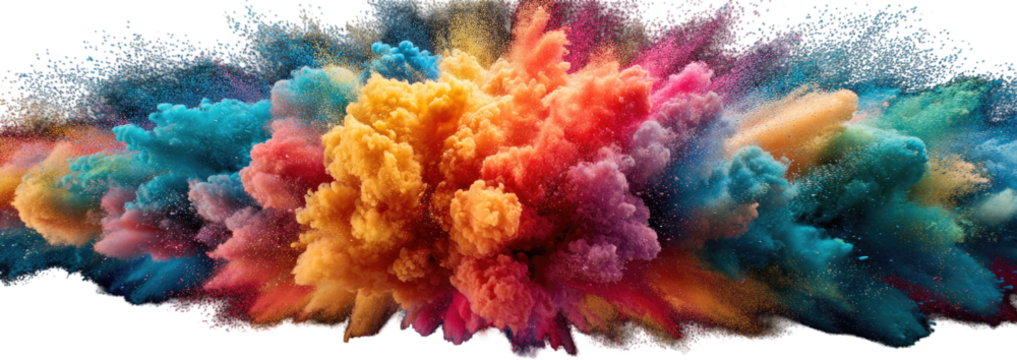Vibrant explosion of multicolored powder