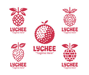 5 Lychee Logo Set Tropical Fruit Branding Logo Collection