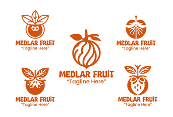 5 Medlar Logo Set Exotic Fruit Branding Logo Collection