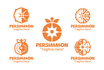 5 Persimmon Logo Set Tropical Fruit Branding Logo Collection