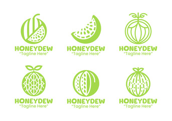 6 Honeydew Logo Set Melon Fruit Branding Logo Collection