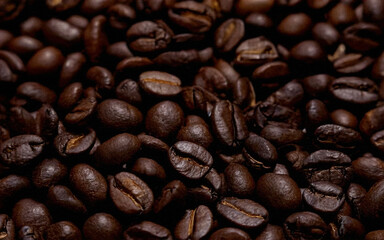 Obraz premium Close-up of roasted coffee beans