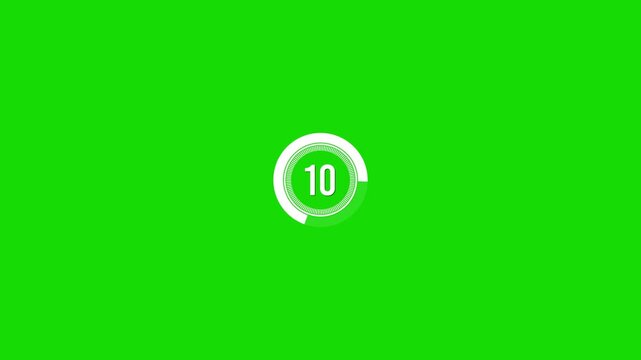 Circle countdown timer one minute animation from 15 to 0 second animation on black background with alpha channel, 15 second countdown timer, Motion graphics of countdown concept.