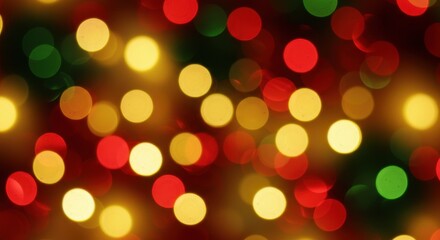 Obraz premium Festive Bokeh - Warm Golden, Red, and Green Lights, Christmas Holiday Background.