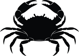 Silhouette of a crab with open claws isolated on white minimal design seafood wildlife ocean creature vector
