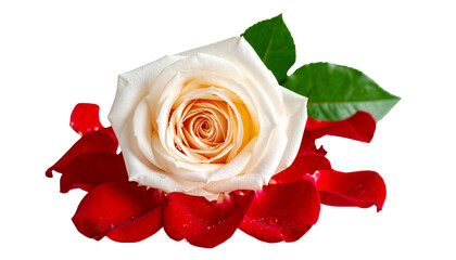 Single red rose flower blossom, an isolated object of nature's beauty and romance, perfect for love, Valentine's Day, or a beautiful anniversary gift