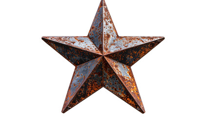 A shiny, isolated red star icon on a white background is a bold symbol of holiday decoration or an award design