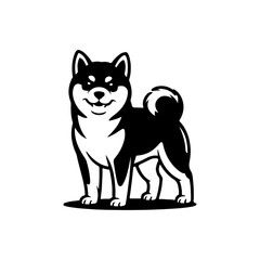 Illustration of a husky dog isolated on white background. Design element for emblem, sign, poster, badge. Vector illustration