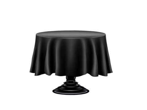 Empty black table draped in fabric