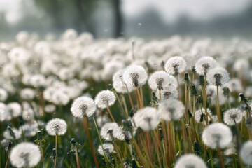 Field of Dandelions - A Gentle Breeze Whispering Seeds.