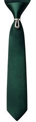 Green necktie isolated on transparent background, formal businesswear accessory for office, corporate, wedding and professional style

