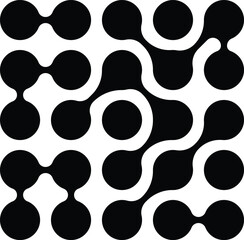 Metaball Connect Dot Set. Vector Circle Shapes. Abstract Geometric Dots. Morphing Blob Elements for for Patterns, Stickers , Badges, Posters, Web Design . Dots metaball black pattern. 