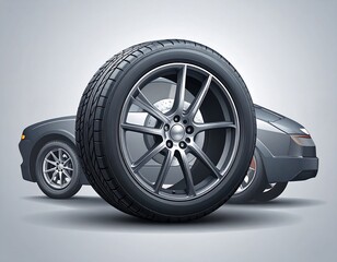 3D car tire and wheel graphic
