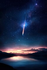 The Milky Way stretching across a dark night sky with a shooting star, styled for wonder