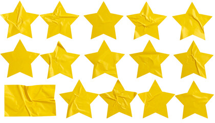 A set of shiny golden five-star symbols for rating, award, or Christmas decoration design