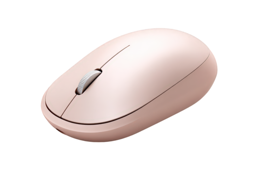 Wireless Computer Mouse in Pale Pink Color with Scrolling Wheel on a Black Background Ergonomic Design for Comfort and Precision Optical Sensor Technology for Accurate Tracking Sleek Modern