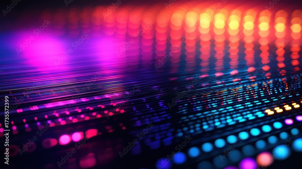 Wall mural laser interference patterns creating vibrant light wave diffraction with colorful spectrum bands and