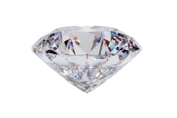 Sparkling Diamond with Round Cut on Black Background Close Up View Jewelry Gemstone with Facets Reflecting Light Elegant Precious Stone Investment with Clear Transparent Background