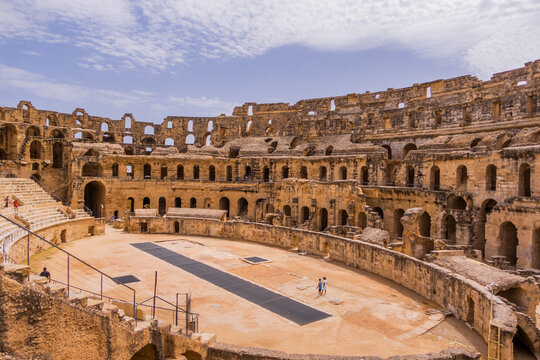 Inside the stunning Roman Colosseum in El Jem, Tunisia