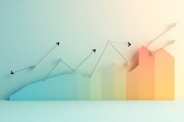 Vibrant line chart designed like an infographic highlighting key trends