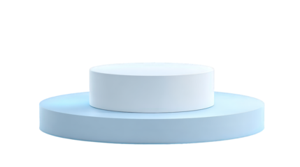 White Two Tiered Round Podium Pedestal on Black Backdrop Minimalist Style Mockup Template for Product Display Platform Presentation Stage Clean Aesthetic
