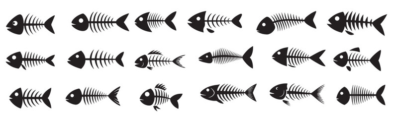 fish skeleton silhouette vector illustration