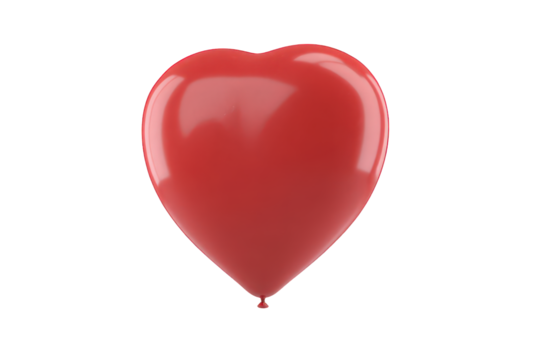 Red Heart Shaped Balloon Floating with a Transparent Background for Celebration and Love Themes Still Life Style