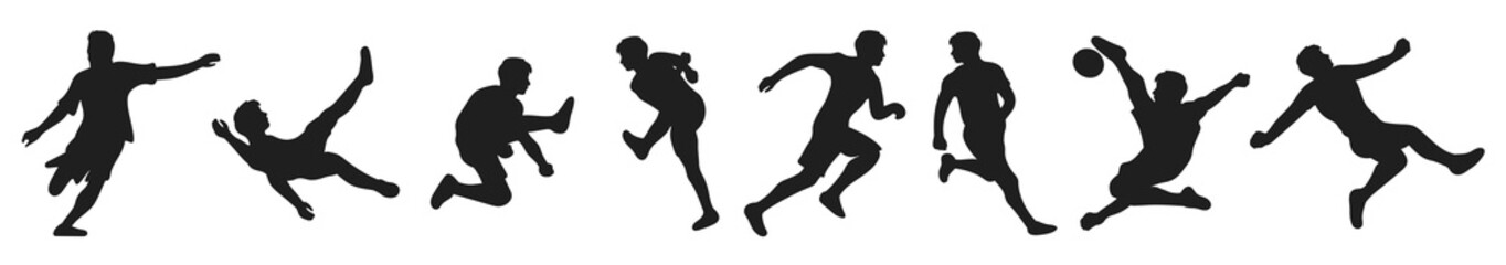 flat design soccer player silhouette vector illustration