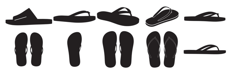 flip flop silhouette white background vector illustration