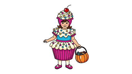 Cupcake Costume Delight: Capturing a cheerful child, costumed as a whimsical cupcake, beaming with infectious joy and showcasing the magic of imagination.