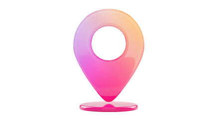 Gradient location pin PNG isolated on transparent background, map pointer icon for navigation and travel apps