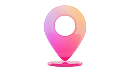 Gradient location pin PNG isolated on transparent background, map pointer icon for navigation and travel apps