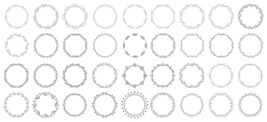 floral wreaths big set of floral round frames vector illustration