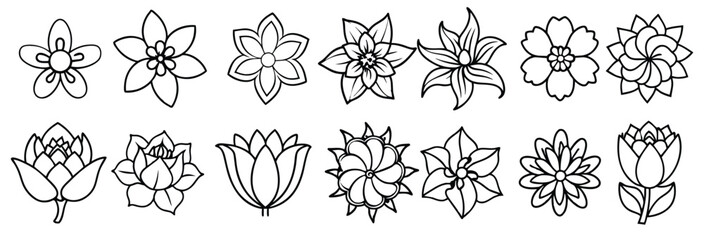 flower line icon set simple outline signs for flowers