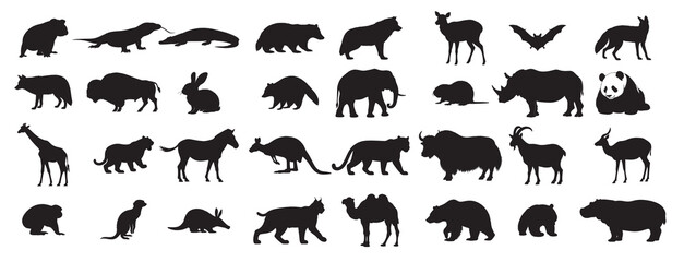 forest animals silhouette vector illustration