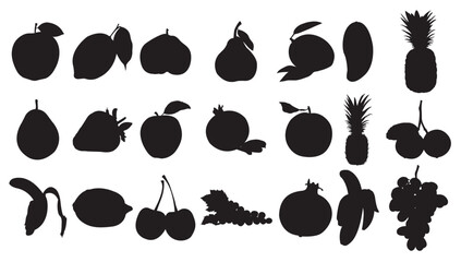 fruits silhouette set 