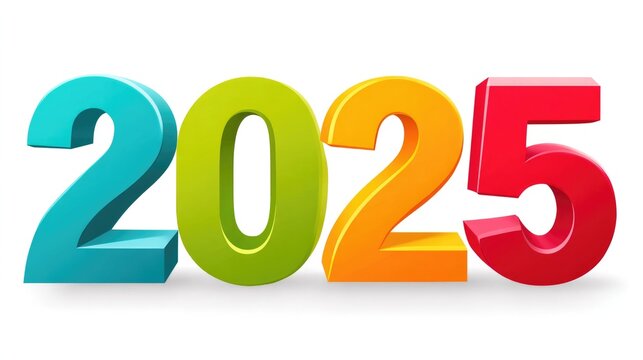 Vibrant 2025 future trends concept with colorful bold numbers for modern design and advertising