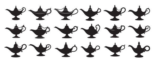 genie lamp silhouette white background vector illustration