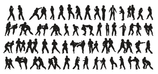 Set of Black Silhouettes of Kudo Fighters