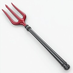 Obraz premium Classic red trident devil pitchfork isolated on white background for halloween decoration or theatrical prop design