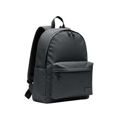 Naklejka premium Black backpack with front pocket on white background 